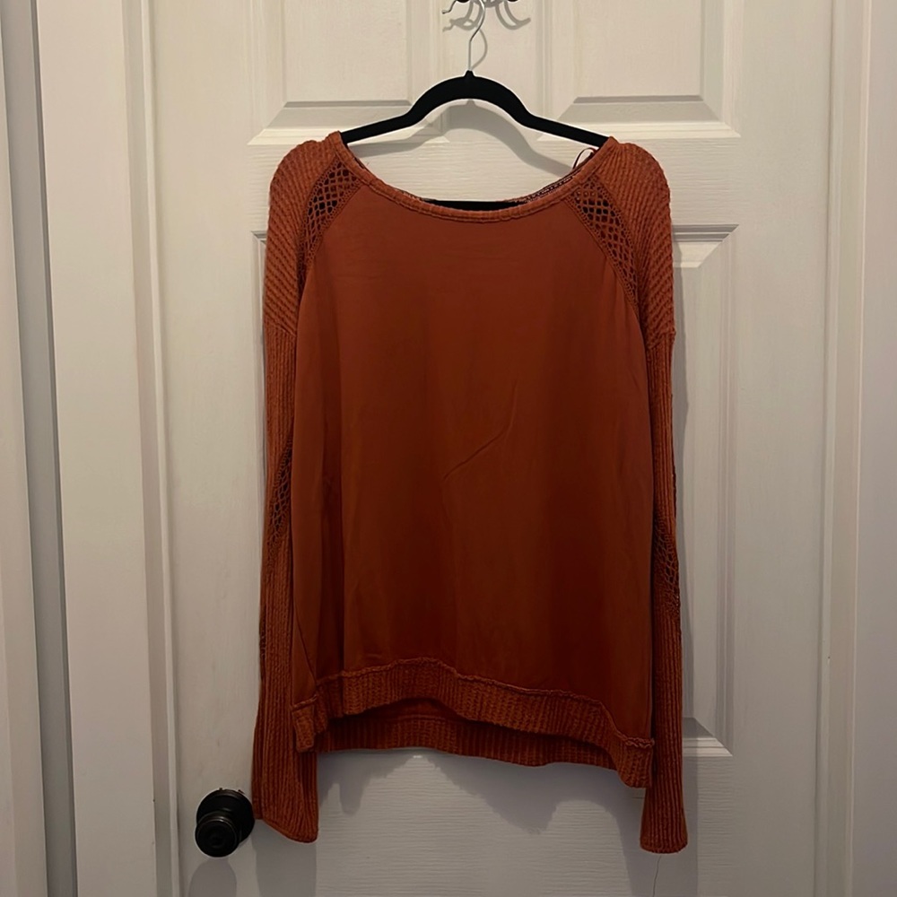 Knox rose, burnt, orange, longsleeve, knit, top size, XL